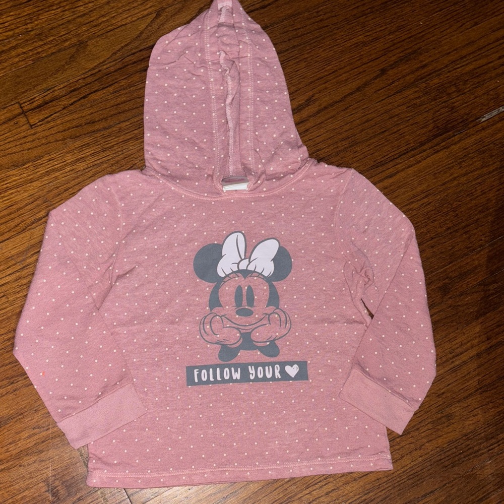 Kids Minnie Mouse girls hoodie long sleeve shirt/dust rose color
